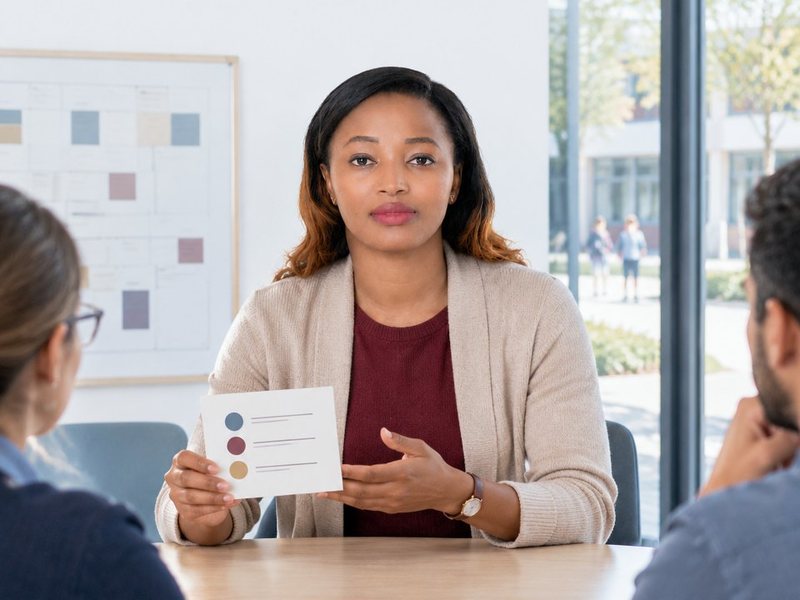 Anne Vani Koïvogui en réunion de travail avec une équipe de direction